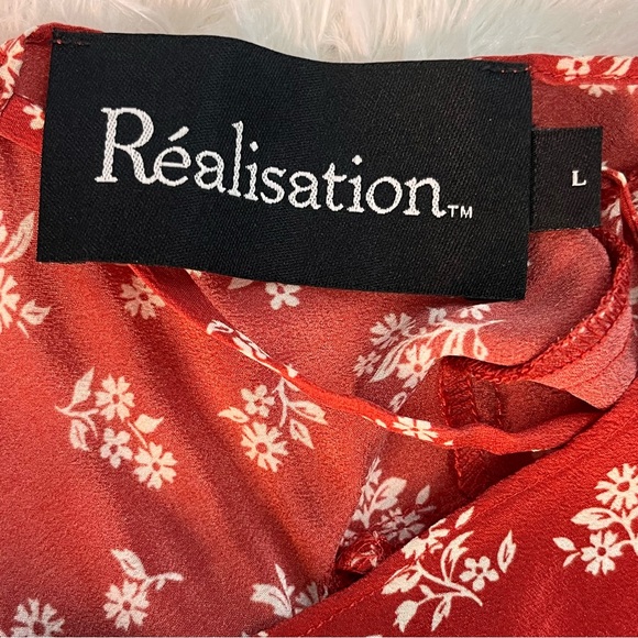 Réalisation Par Red Floral Silk Slip Dress – Women’s Large - Picture 3 of 9